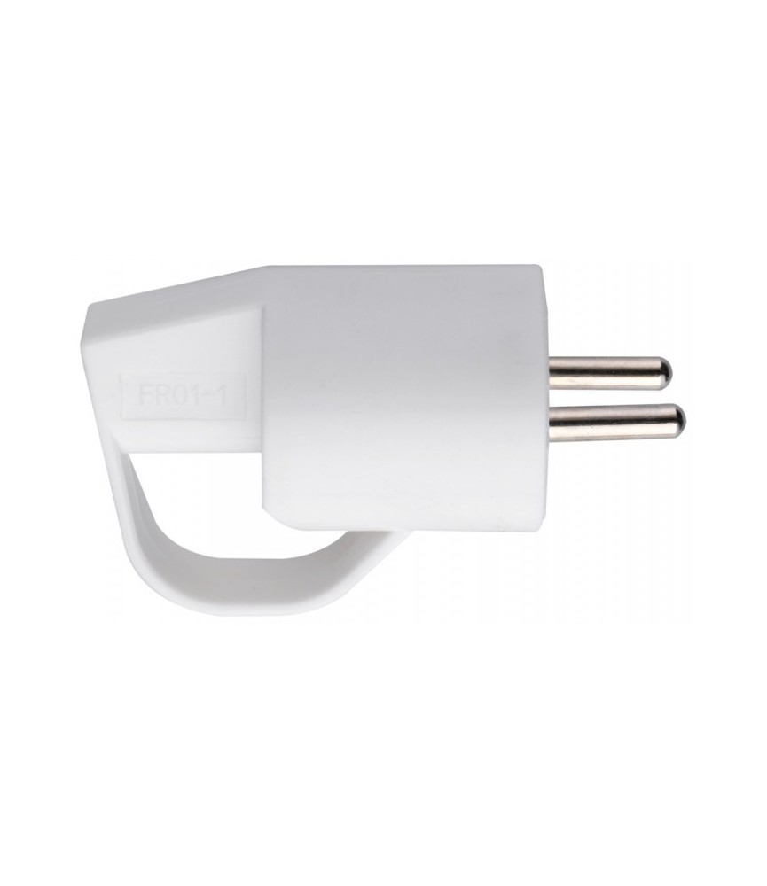 Fiche plastique 2P+T-10/16 A Dhome - Mâle - Blanc - Avec anneau Fiche plastique 2P+T-10/16 A Dhome - Mâle - Blanc - Avec anneau
