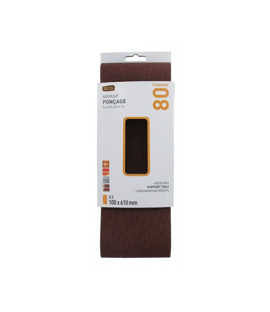 Bande pour ponçeuse - Grain 120 - 100 x 610 mm Lot de 3 pièces - SCID [Divers]