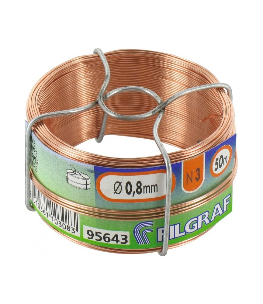 Fil d'attache - Cuivre rouge - 50 m - 0.8 mm - FILGRAF