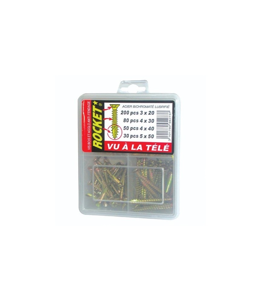 Coffret vis Rocket bois et agglo - lot de 360 - VYNEX