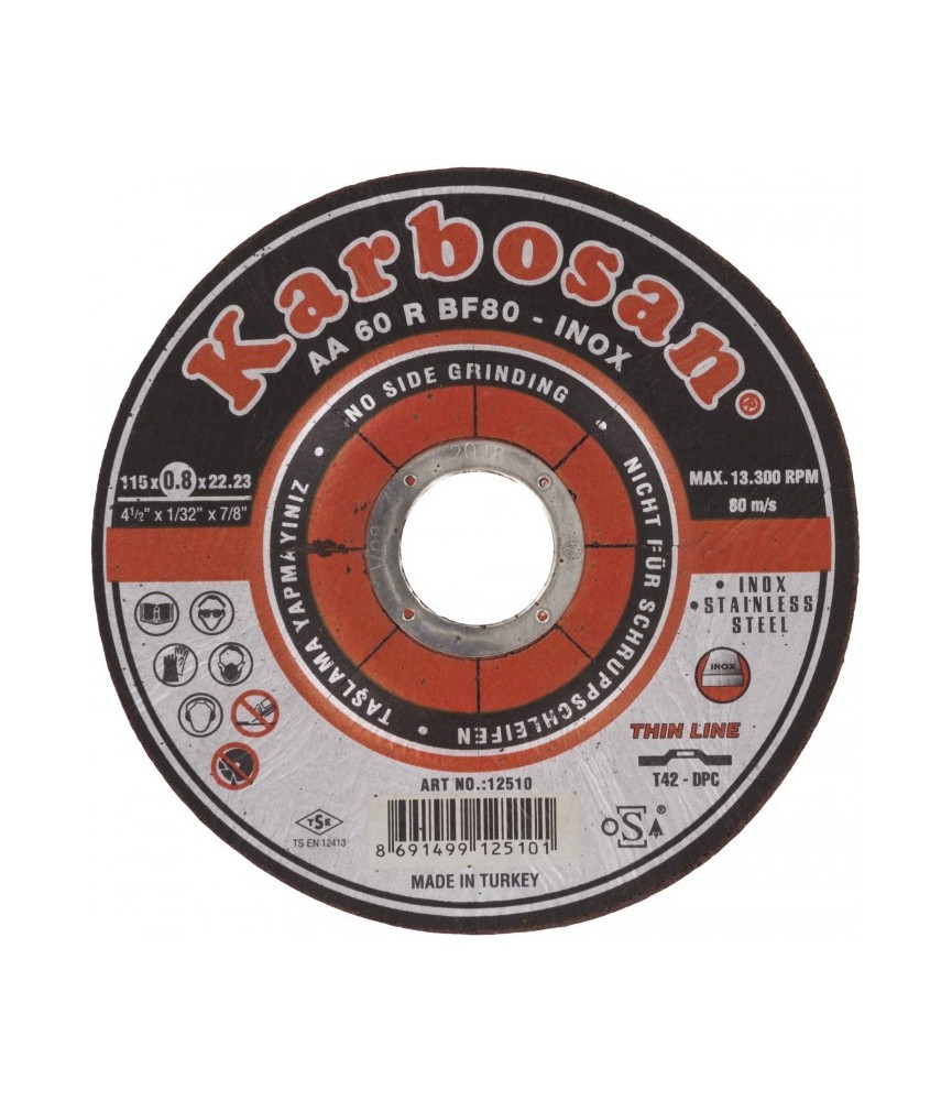 Disque à tronçonner l'acier et l'inox - Karbosan - 115 mm - SCID