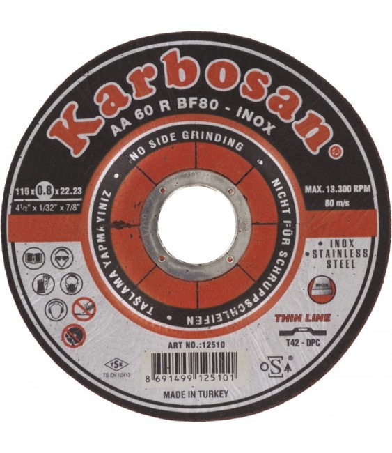 Disque à tronçonner l'acier et l'inox - Karbosan - 115 mm - SCID