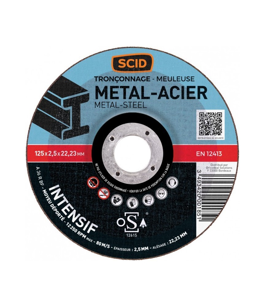 Disque à tronçonner métaux - Usage fréquent - 125 x 2.5 mm - SCID