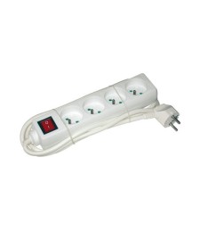 Bloc multiprises avec interrupteur - 4 prises avec 2 phases + terre - cordon 1.5 m - blanc de PROFILE