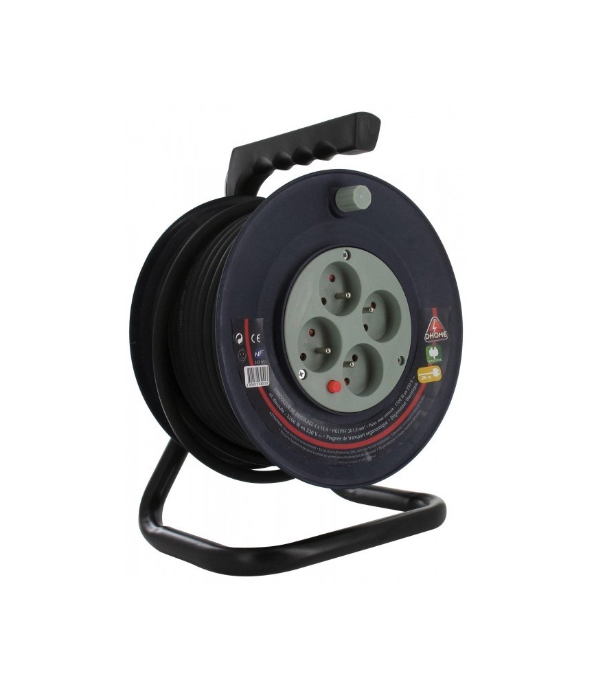 Enrouleur bricolage Dhome - H05 VV-F 3G 1,5 mm² - Longueur 25 m