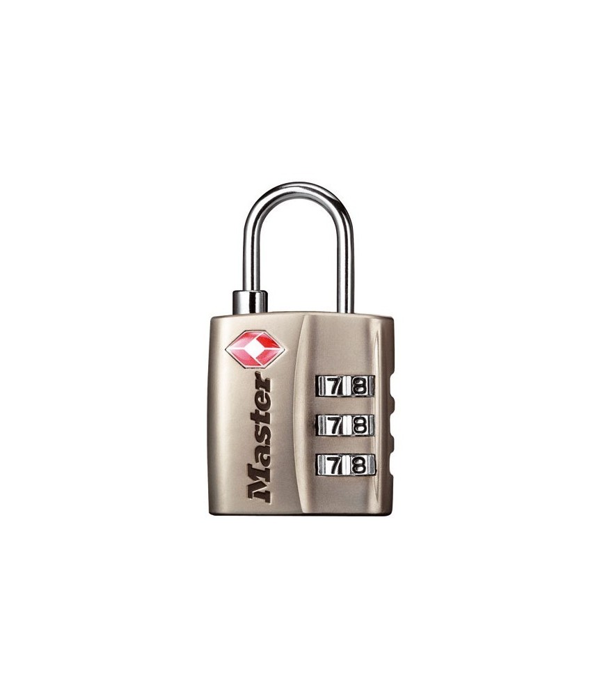 Cadenas à 3 chiffres - nickel - 30 mm - certifié TSA - MASTER LOCK Cadenas à 3 chiffres - nickel - 30 mm - certifié TSA - MASTER LOCK
