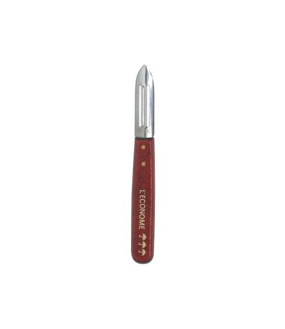 Couteau éplucheur économe - 2 tranchants - manche en bois