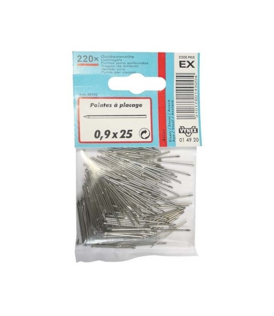 Pointe placage acier - 0.9 x 25 mm - VYNEX