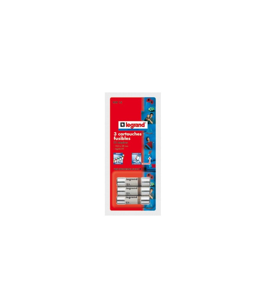 Cartouche domestique cylindrique - 32 A - 38 x 10.3 mm - Lot de 3 - LEGRAND