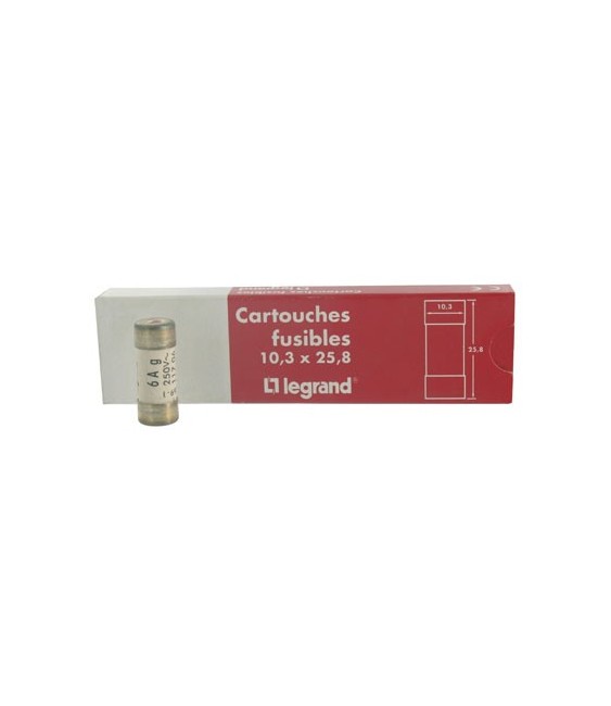 Cartouche domestique cylindrique - 16 A - 31.5 x 8.5 mm - Avec voyant-Lot de 3 - LEGRAND