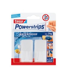 Crochet rectangulaire blanc + powerstrips waterproof - lot de 2 - TESA