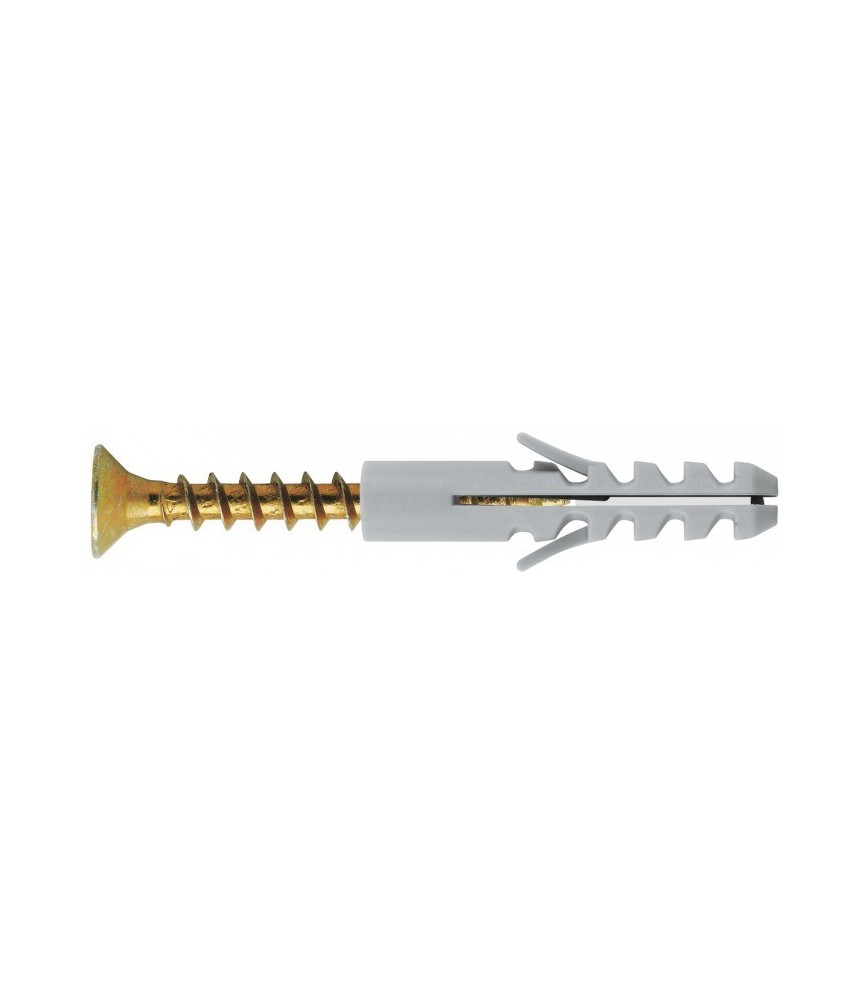 Cheville nylon standard avec vis acier zingué jaune - 8 x 40 mm - Lot de 15 - FIX'PRO Cheville nylon standard avec vis acier zingué jaune - 8 x 40 mm - Lot de 15 - FIX'PRO