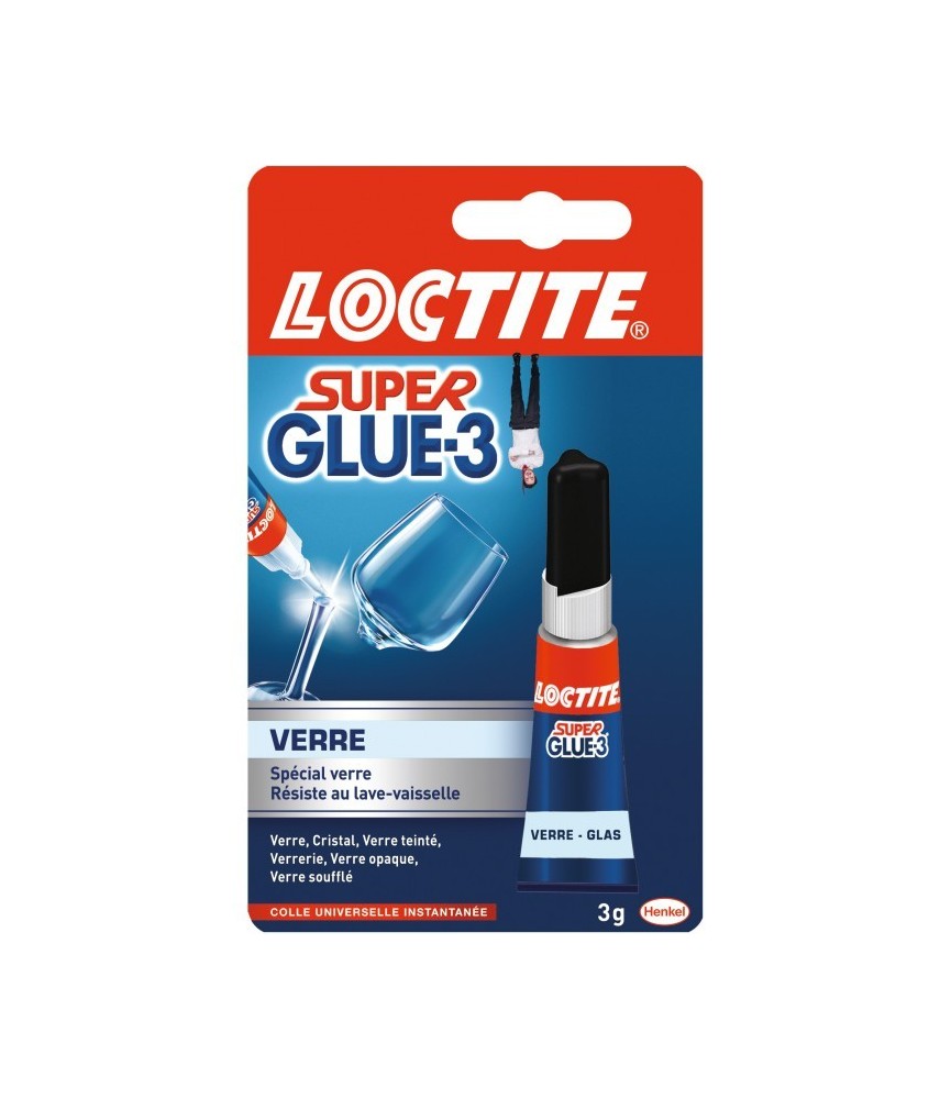 Colle Super Glue-3 - Spécial Verre - 3 g - LOCTITE Colle Super Glue-3 - Spécial Verre - 3 g - LOCTITE