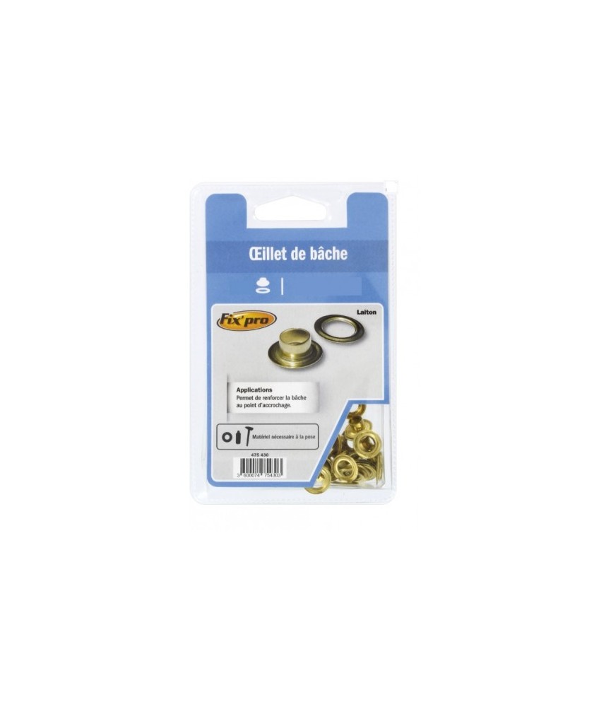 Œillet de bâche Fix'Pro - Diamètre Intérieur 12 mm - Vendu par 10 - FIX'PRO Œillet de bâche Fix'Pro - Diamètre Intérieur 12 mm - Vendu par 10 - FIX'PRO