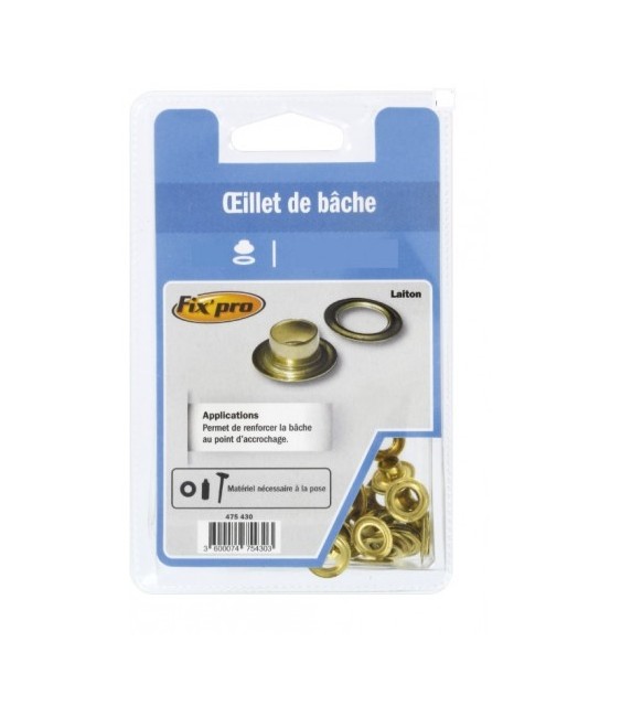 Œillet de bâche Fix'Pro - Diamètre Intérieur 12 mm - Vendu par 10 - FIX'PRO