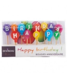 Bougies d'anniversaire - Lettres pour HAPPY BIRTHDAY - DEVINEAU
