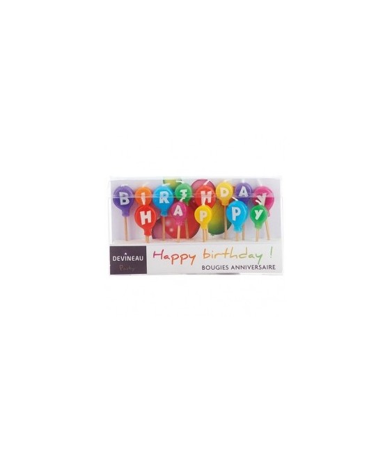 Bougies d'anniversaire - Lettres pour HAPPY BIRTHDAY - DEVINEAU