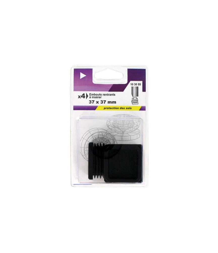 Embout rentrant carré en plastique noir 37mm - VYNEX Embout rentrant carré en plastique noir 37mm - VYNEX
