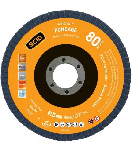 Disque zirconium infinity bombé diamètre 125 mm - Grain 80 - SCID