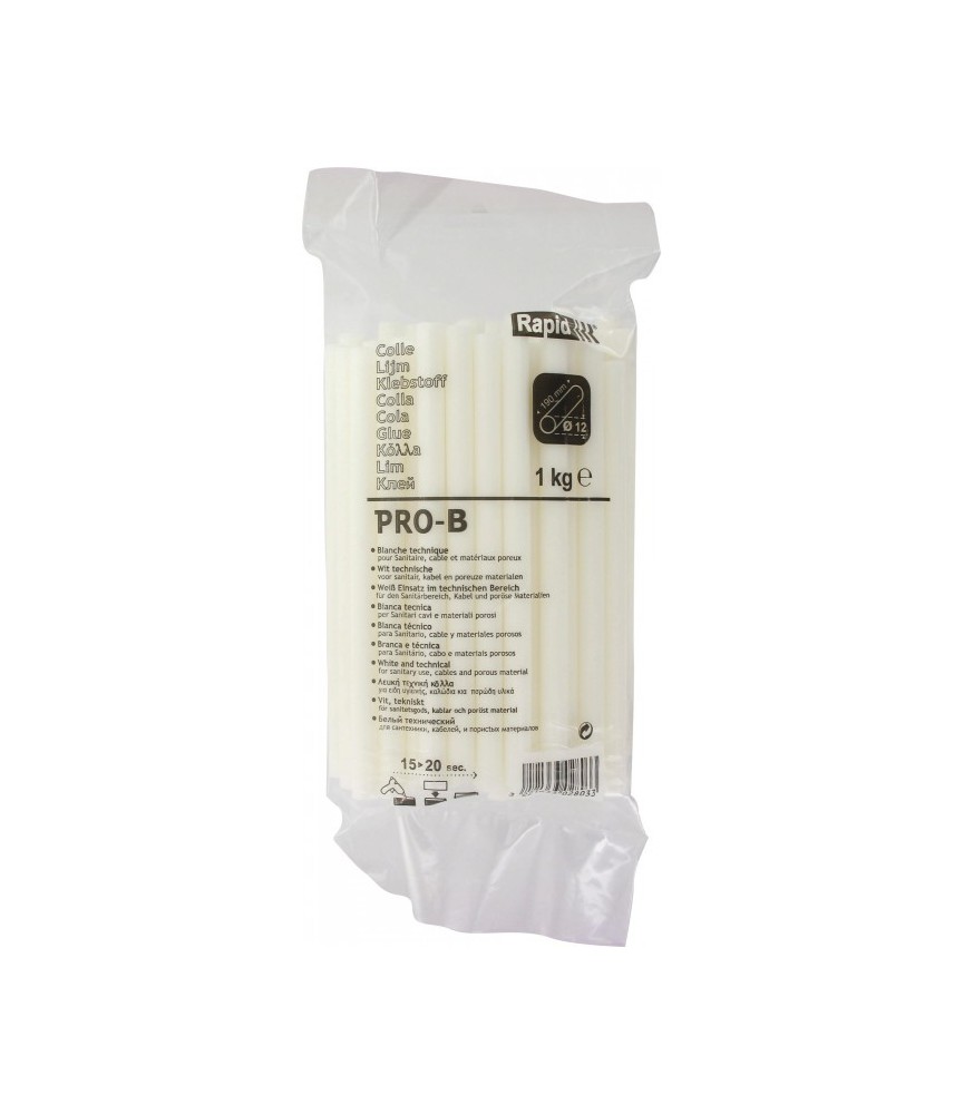 Colle blanche PRO-B pour pistolet RAPID - Diamètre 12 mm - 1 Kg