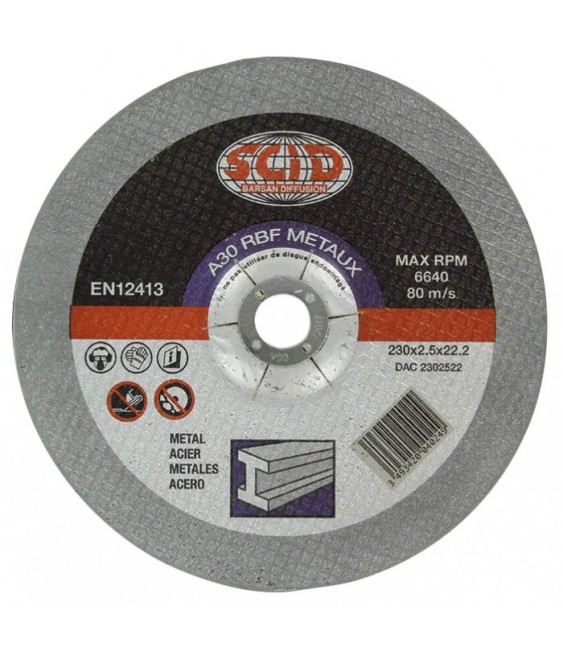 Disques à tronçonner - Métaux - Diamètre 115 mm - Alésage 22,2 mm - SCID
