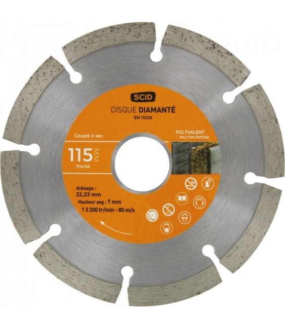 Disque diamant - Couronne segmentée - 115 mm - SCID