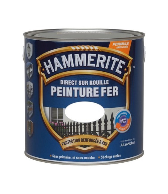 Peinture Fer brillant - Direct sur rouille - 2.5 L - Blanc - HAMMERITE