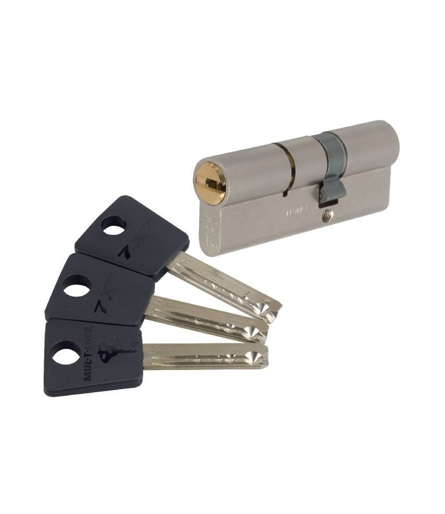 Cylindre 2 entrées 7 x 7 Varié Nickelé - Mul-T-Lock - 35 mm / 35 mm