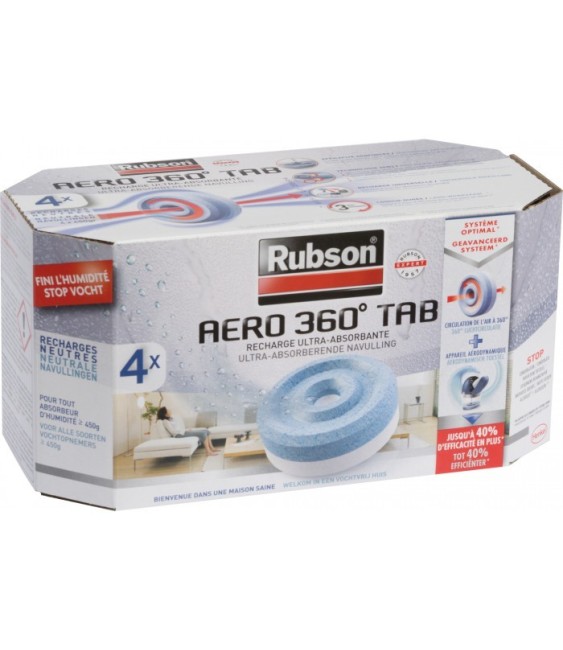 Recharges PowerTab Aero 360 pour absorbeur - Lot de 4 - RUBSON