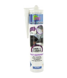 Mastic silicone pour joint sanitaire - 310 ml - Blanc - PVM