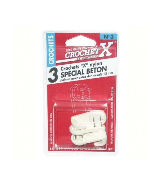 Crochet béton nylon - n°2 - lot de 4 de CROCHET X