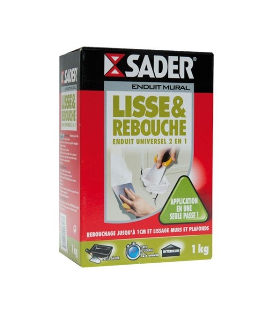 Enduit lisse et rebouche - Universel 2 en 1 - 1 Kg - SADER
