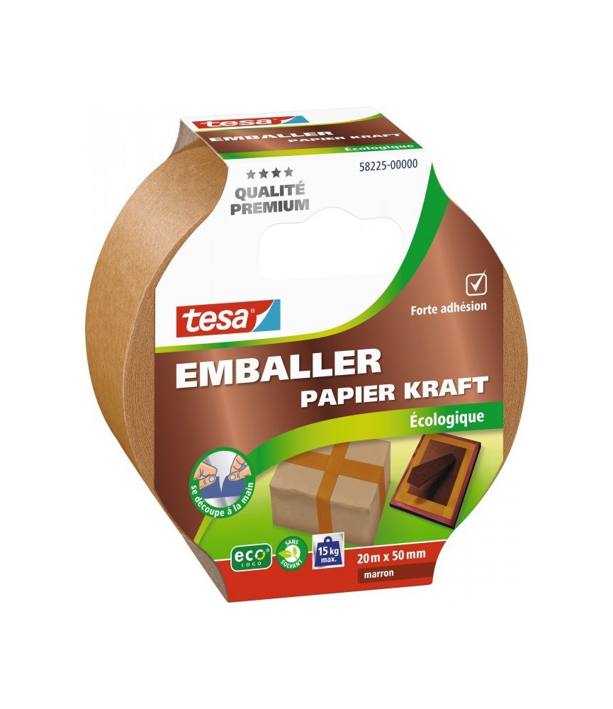 Ruban adhésif emballer papier kraft - 20 mètres - Marron