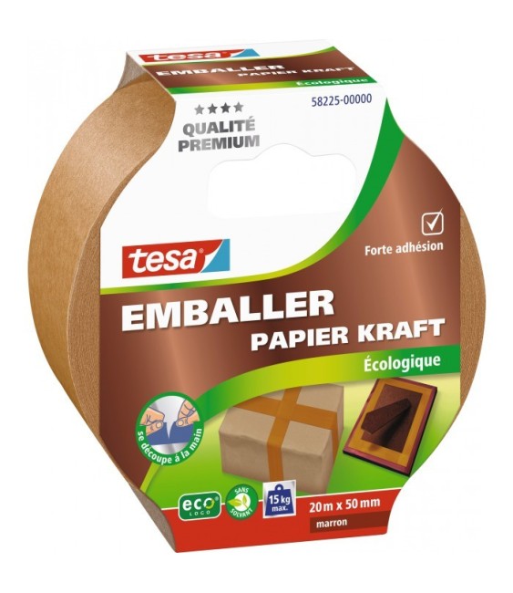 Ruban adhésif emballer papier kraft - 20 mètres - Marron