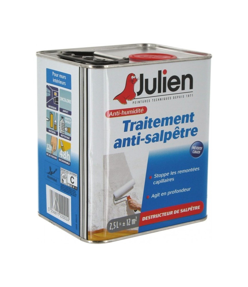 Traitement anti-salpêtre incolore - 2.5 L - JULIEN Traitement anti-salpêtre incolore - 2.5 L - JULIEN