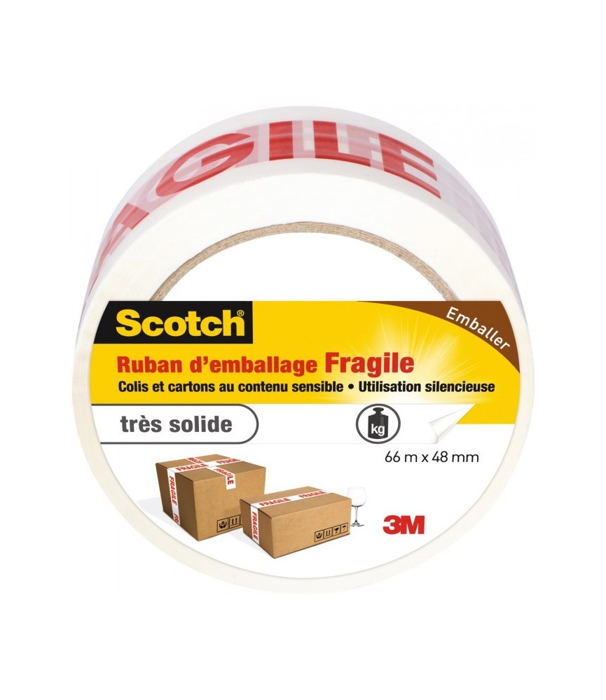 Ruban adhésif d'emballage marquage Fragile Scotch - 66 m Ruban adhésif d'emballage marquage Fragile Scotch - 66 m
