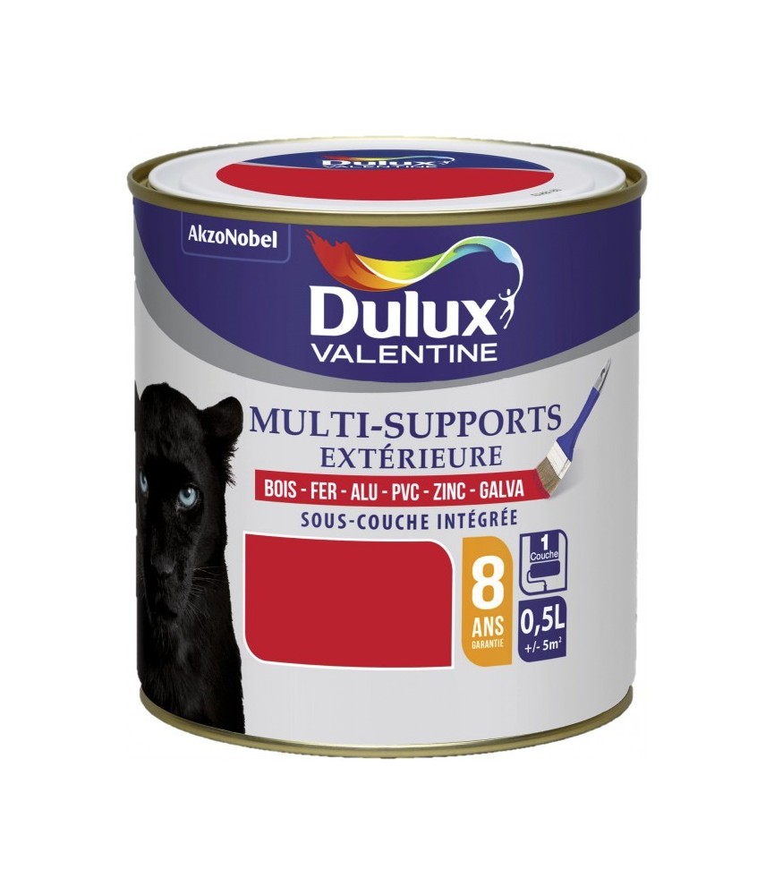 Peinture multi-supports extérieure - Satin - 0.5 L - Rouge coquelicot - DULUX VALENTINE