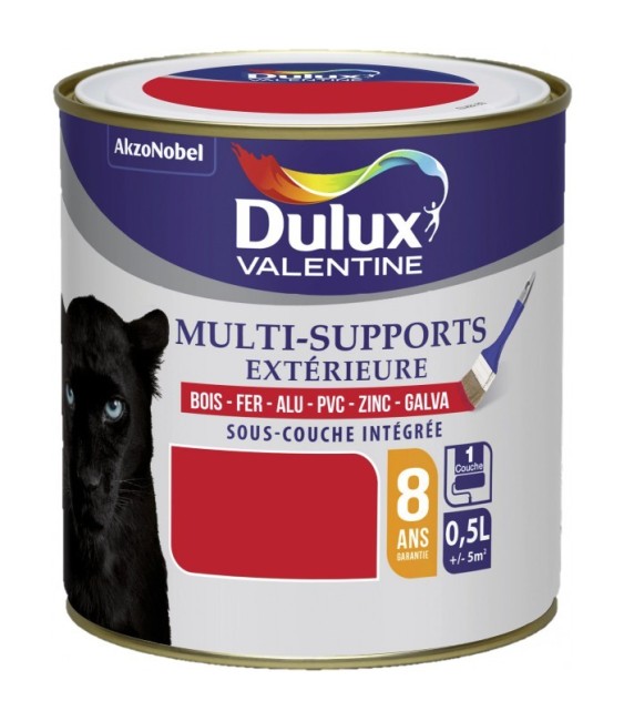 Peinture multi-supports extérieure - Satin - 0.5 L - Rouge coquelicot - DULUX VALENTINE