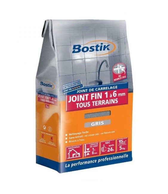 Poudre Joint fin - 5 kg - Gris - BOSTIK