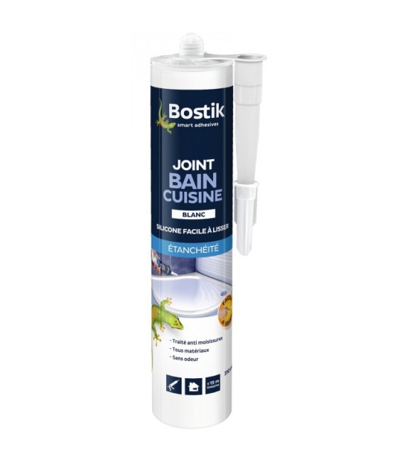 Mastic d'étanchéité - Bain / Cuisine - Facile à lisser - 310 ml - Blanc - BOSTIK