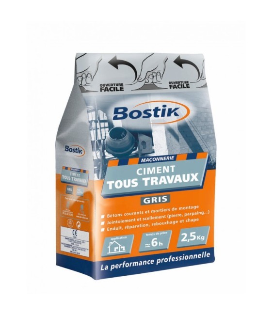 Ciment tous travaux - Gris - 2.5 Kg - BOSTIK