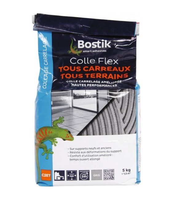 Colle tous carreaux / Sans poussière - Gris - 5 Kg - BOSTIK