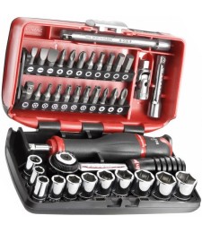 Coffret douilles et cliquets - 1/4" 6 pans métriques - 38 pièces - R2NANO - FACOM