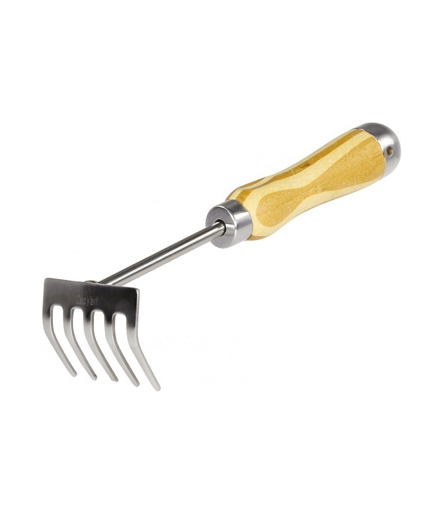 Mini rateau - Manche bois - 5 dents - 30 cm - CAP VERT
