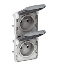 2 Prises précablées verticales Plexo - 3 x 2P+T - Gris - LEGRAND
