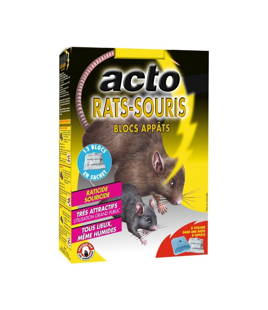 Raticide / Souricide - Blocs appâts - 240 Grs - ACTO