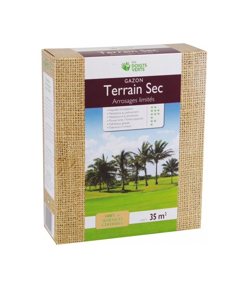 Gazon terrain sec - 35 m² - 1 Kg - LES DOIGTS VERTS
