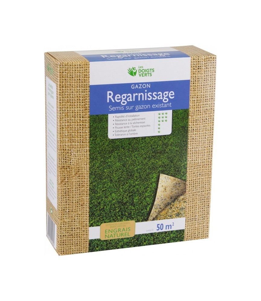Gazon regarnissage - 50 m² - 0.5 Kg - LES DOIGTS VERTS Gazon regarnissage - 50 m² - 0.5 Kg - LES DOIGTS VERTS