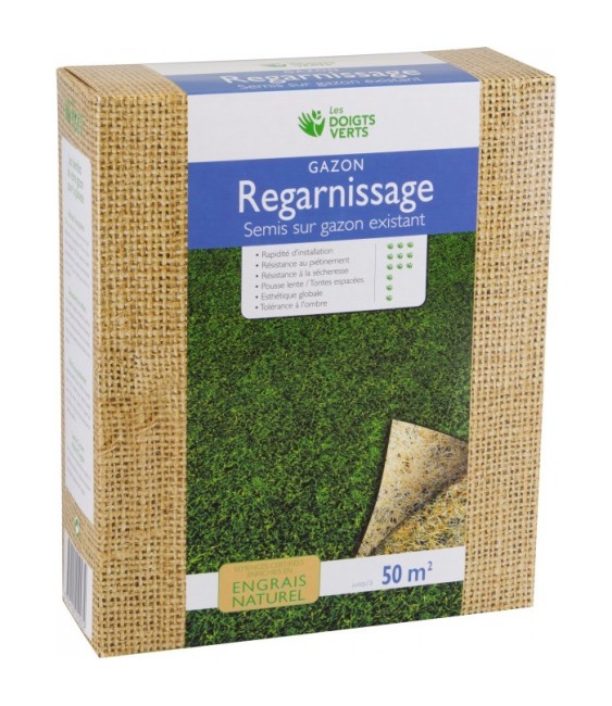 Gazon regarnissage - 50 m² - 0.5 Kg - LES DOIGTS VERTS