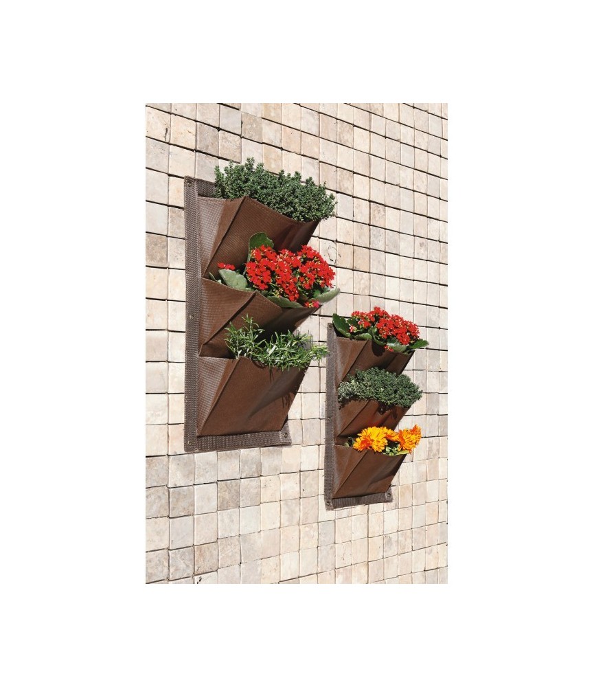 Jardin vertical - 3 poches - Marron - Lot de 2 - CATRAL